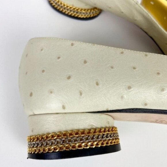 Vintage 80's Mint Green Leather Chain Wrapped Heels - Picture 2 of 13